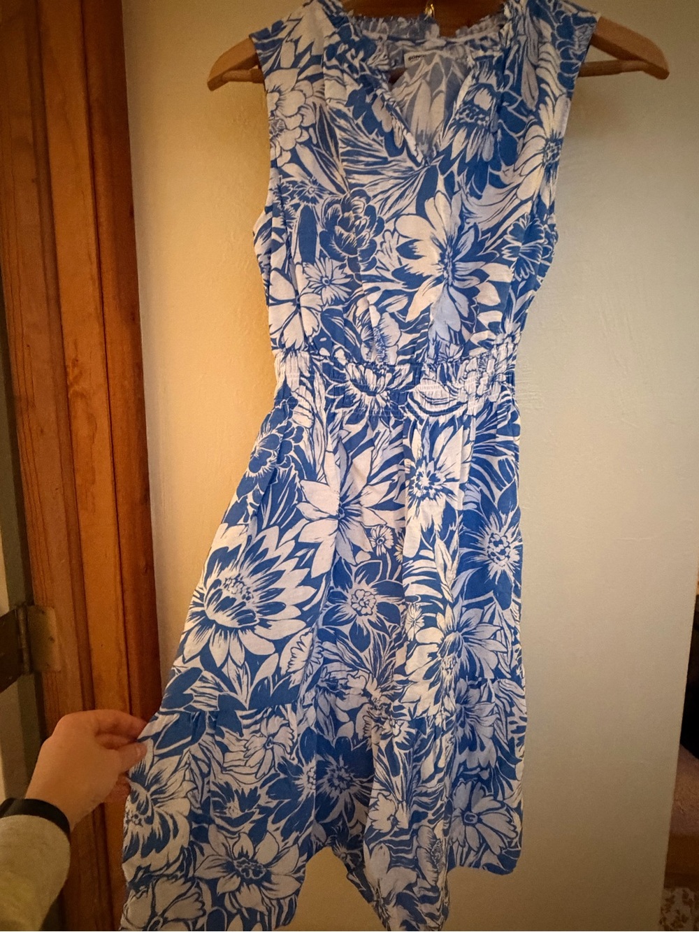 Sonoma Blue and White Floral Midi Dress
